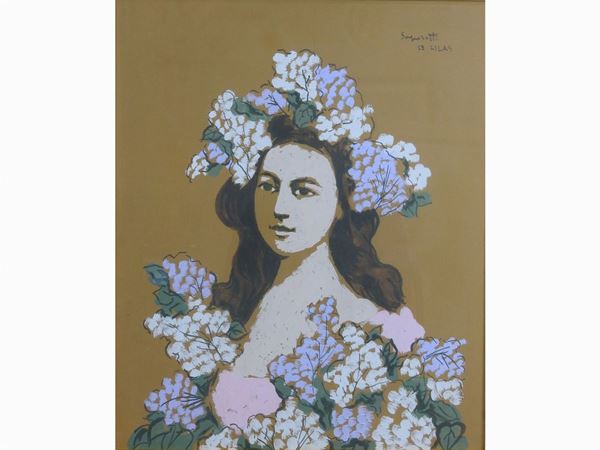 Adolfo Saporetti : Le Lilas  ((1910-1974))  - Asta Arredi e dipinti antichi / Arte Moderna e Contemporanea - III - Maison Bibelot - Casa d'Aste Firenze - Milano