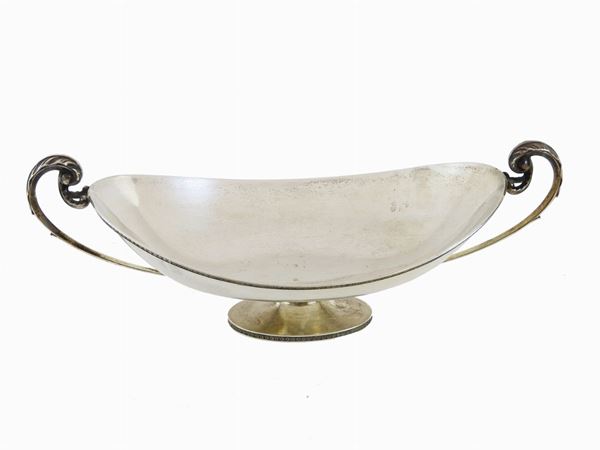 Oval Silver Pedestal Bowl