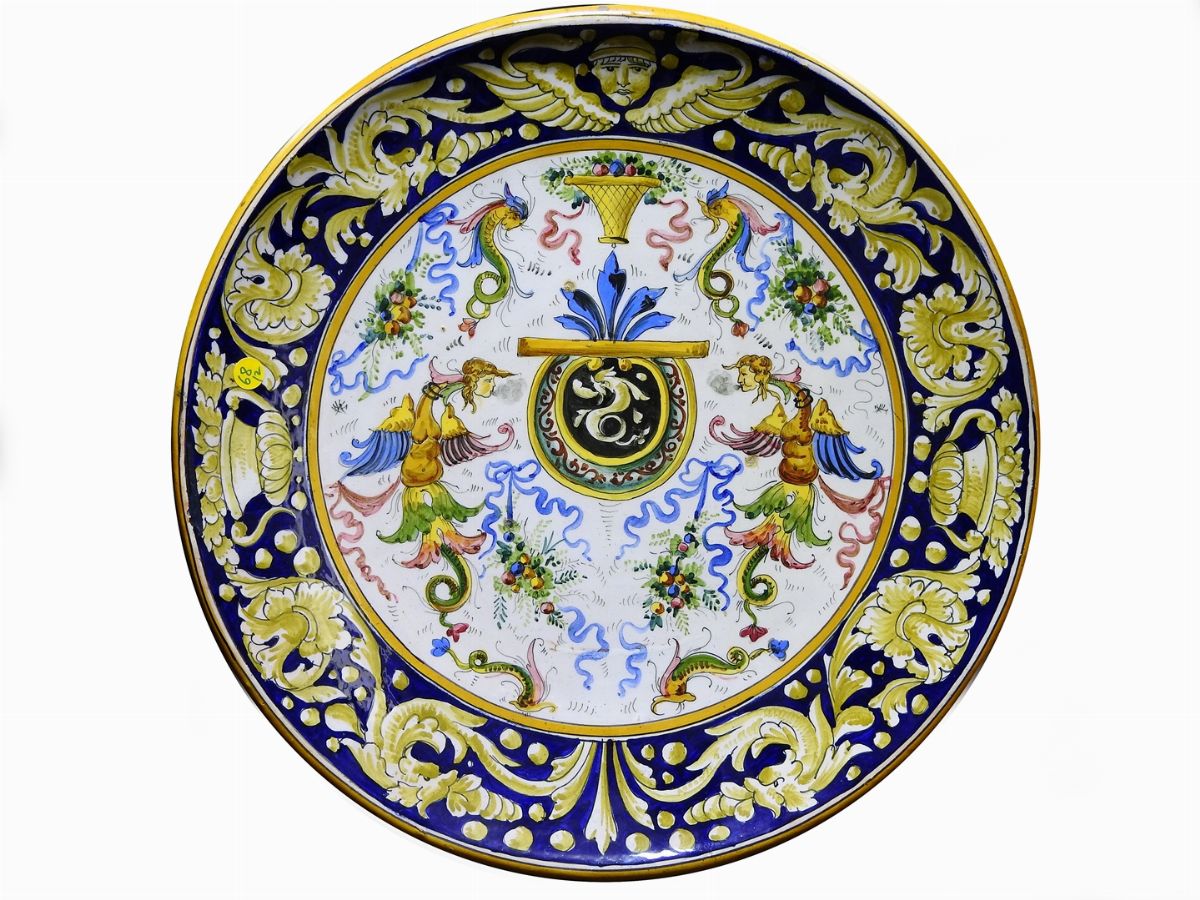 Coppia di Piatti da Parata in Terracotta Smaltata