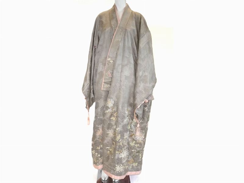 Kimono in Seta Damascata Verde Acqua
