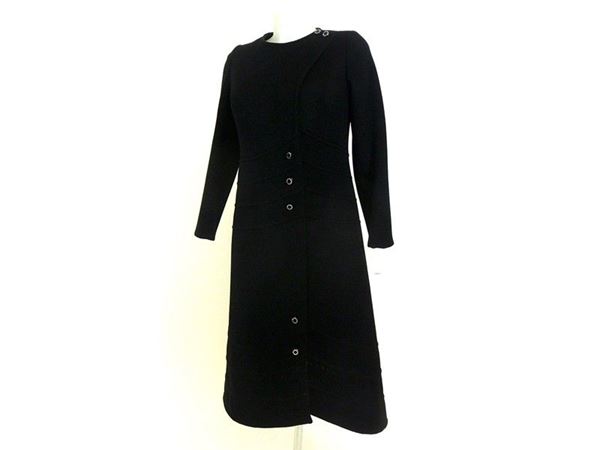 Cappotto in panno nero in lana e cashmere