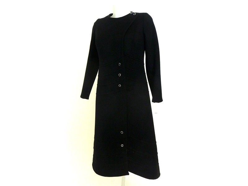 Cappotto in Panno Nero in Lana e Cashmere