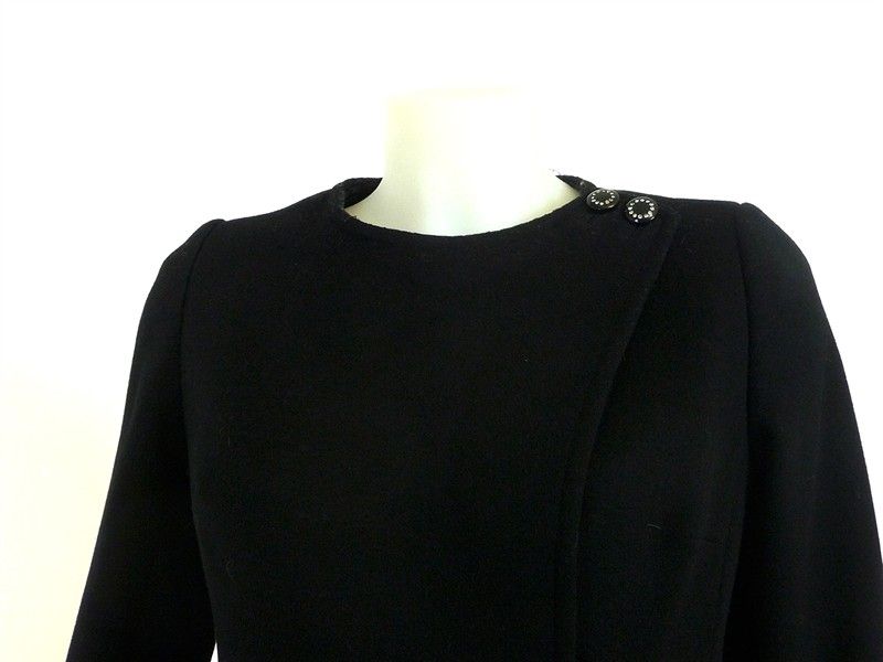 Cappotto in Panno Nero in Lana e Cashmere