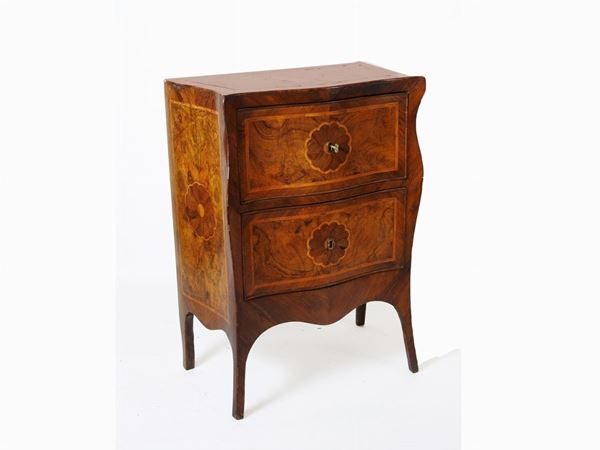 Small Cherrywood and Burr Walnut Veneered Chest of Drawers
