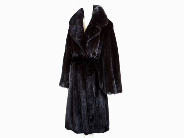 Dark brown mink fur coat