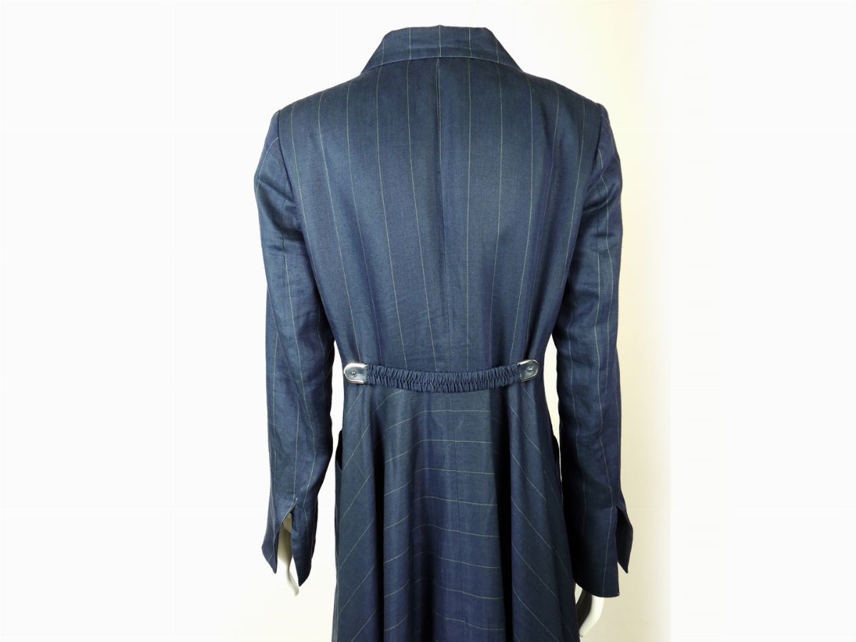 Soprabito in Lino Blu Gessato