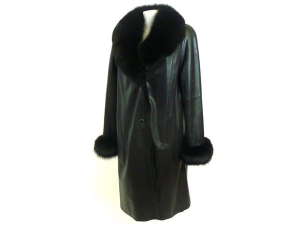 Black leather and fox coat