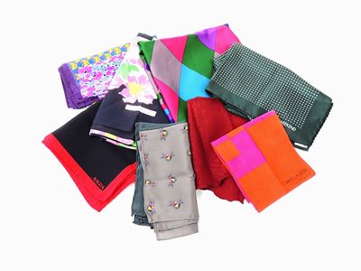 Lotto di Foulard, Fazzoletti e Pochette in Seta e Cotone
