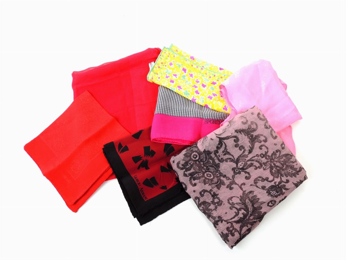 Lotto di Foulard, Fazzoletti e Pochette in Seta e Cotone