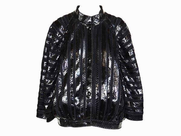 Black silk, wool and reptile wool jacket