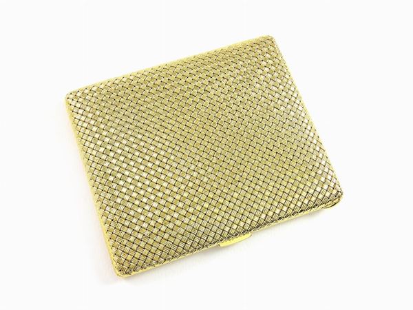 Yellow gold woven mesh cigarette case