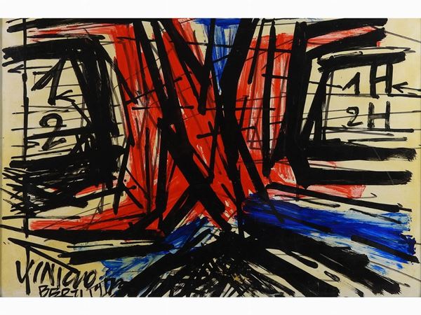 Vinicio Berti : Composizione 1972  ((1921-1991))  - Asta Arte moderna e contemporanea / Arredi, Argenti e Dipinti Antichi - IV - Maison Bibelot - Casa d'Aste Firenze - Milano