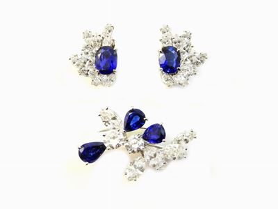 Parure in Platino, Diamanti e Zaffiri
