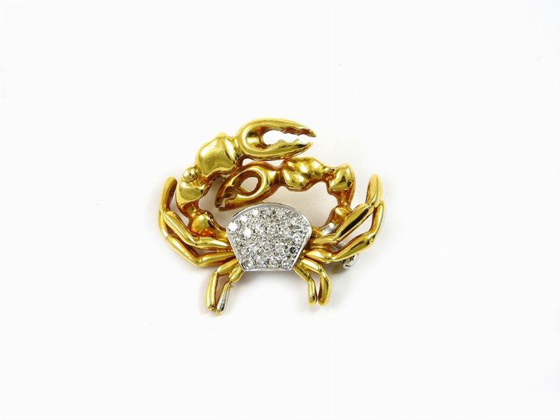Spilla Animalier in Oro Giallo e Diamanti