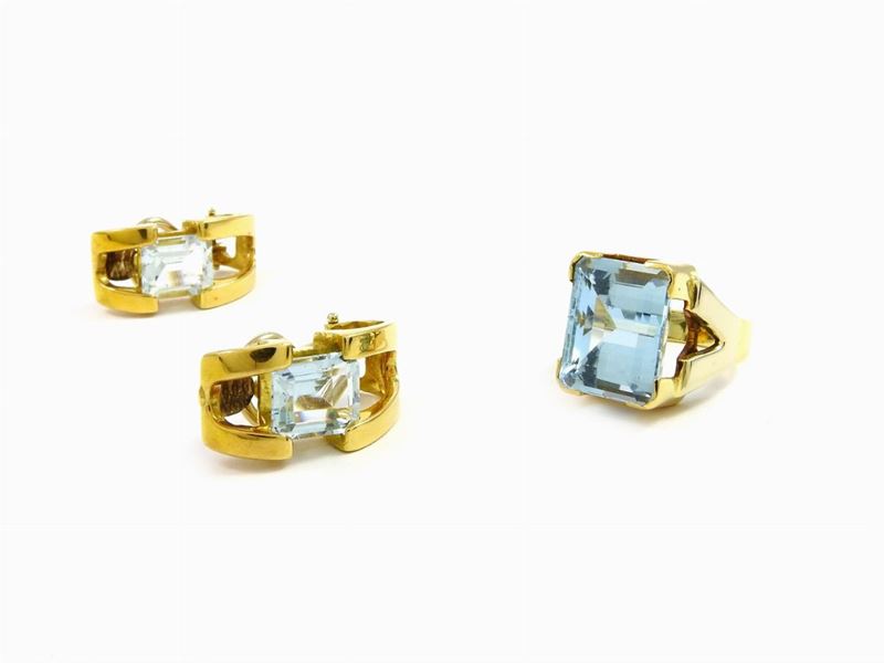 Parure in Oro Giallo e Acquemarine
