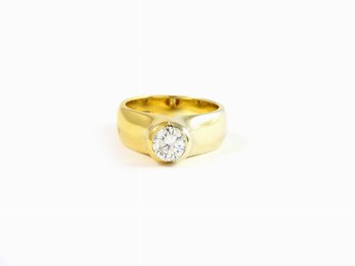 Anello Solitario in Oro Giallo e Diamante