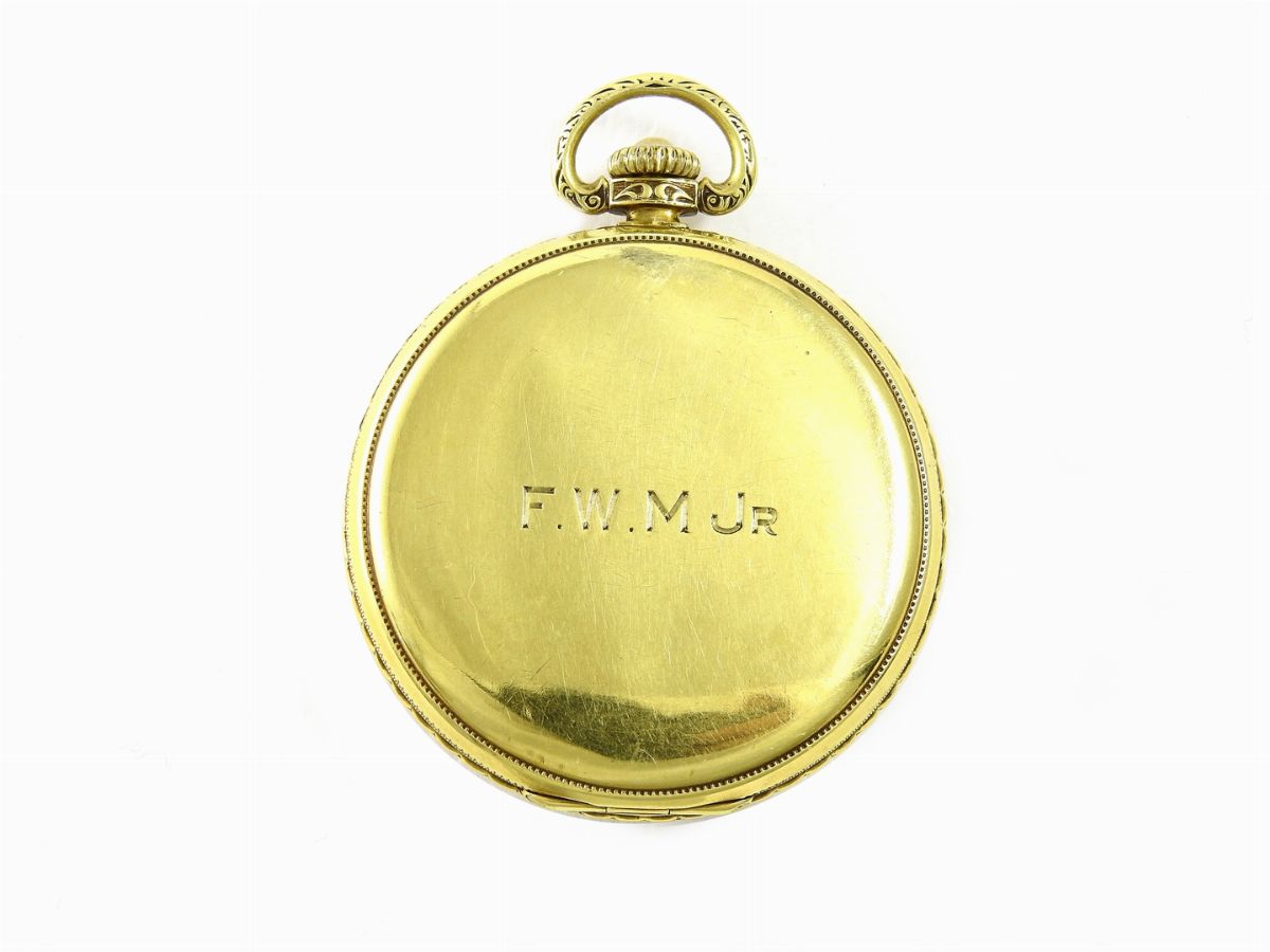 Orologio da Tasca in Oro Giallo 14 Kt e Smalti