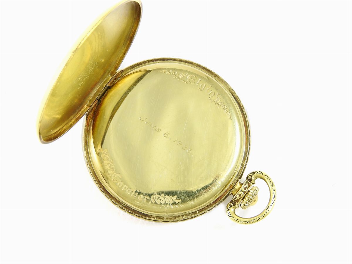 Orologio da Tasca in Oro Giallo 14 Kt e Smalti