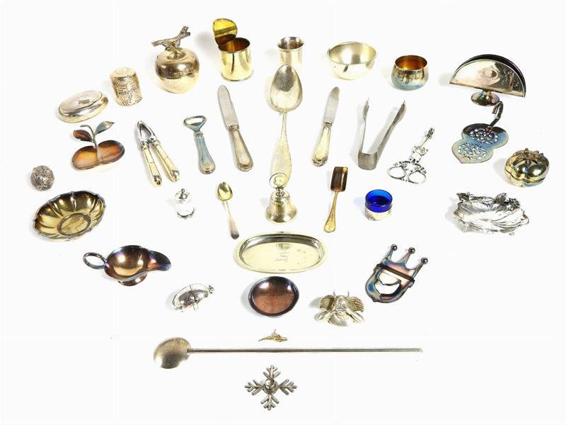 Lotto di Curiosità in Argento e Metallo Argentato