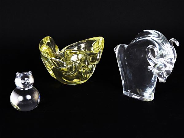 Lotto di oggetti in vetro soffiato e cristallo