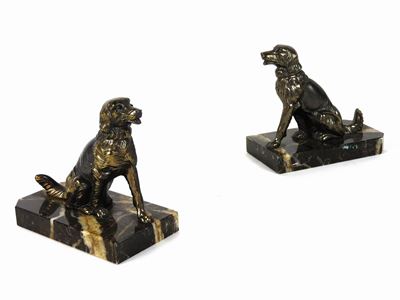 Coppia di Fermalibri in Metallo Patinato