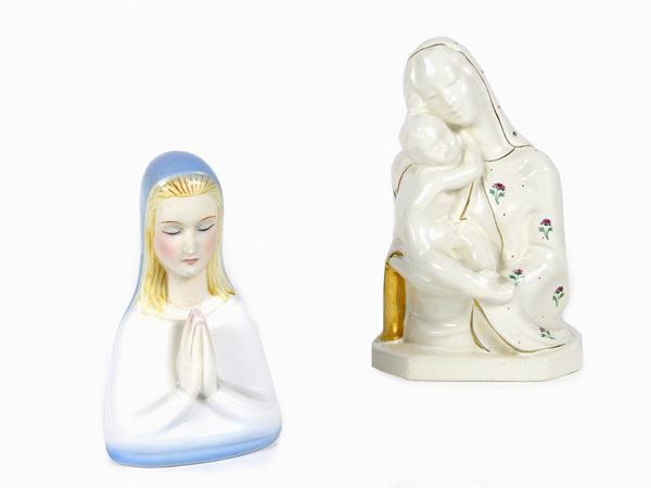 Due busti in ceramica policroma  - Asta Déballage: Interni e Curiosità - I - Maison Bibelot - Casa d'Aste Firenze - Milano