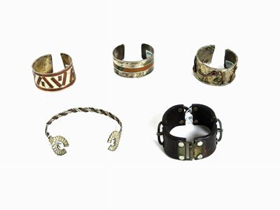 Quattro Bracciali Rigidi in Argento e Rame