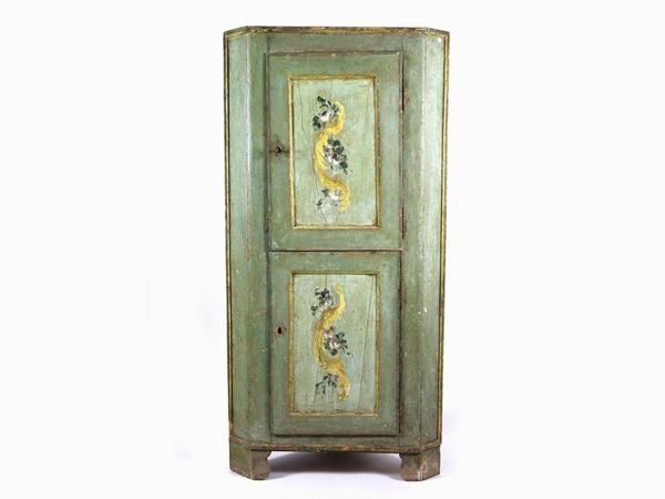 Light Green Lacquered Corner Cabinet