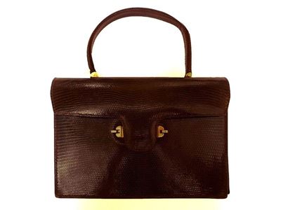 Borsa a Mano in Lucertola Marrone