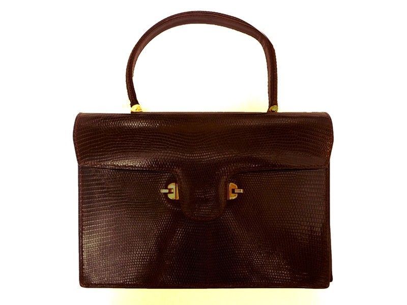 Borsa a Mano in Lucertola Marrone