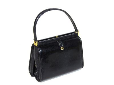 Borsa a Mano in Lucertola Nera