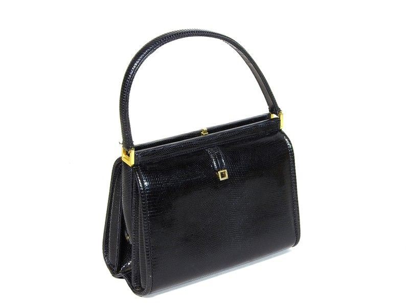 Borsa a Mano in Lucertola Nera