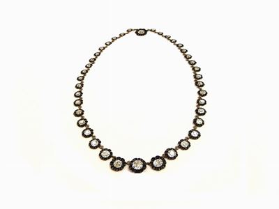 Collier Scalare in Oro Giallo, Argento e Diamanti
