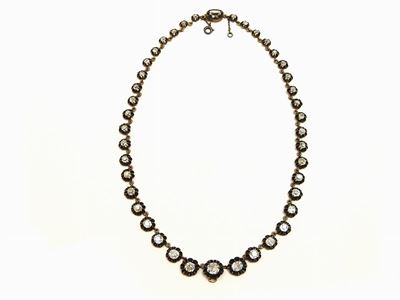 Collier Scalare in Oro Giallo, Argento e Diamanti