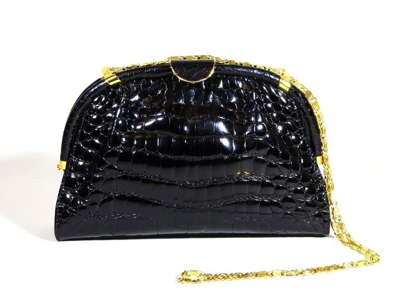 Borsa a Mano in Coccodrillo Nero