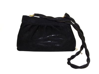 Borsa a Mano in Camoscio Nero