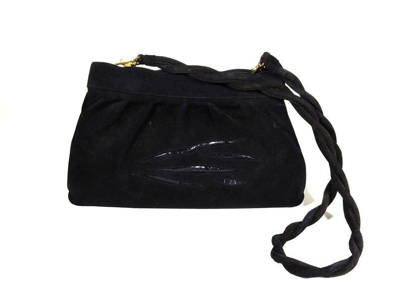 Borsa a Mano in Camoscio Nero