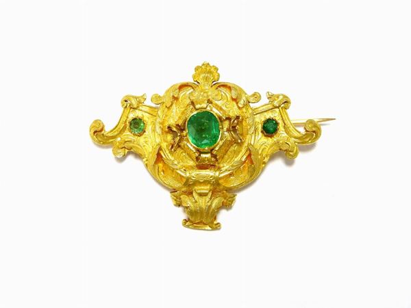 Yellow gold and emeralds brooch  (First half of 19th Century)  - Auction Important Jewels and Watches - II - Maison Bibelot - Casa d'Aste Firenze - Milano