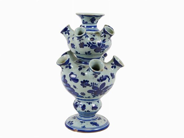 Glazed Terracotta Tulip Vase  (Cantagalli Manufacture, late 19th Century)  - Auction Furniture and Old Master Paintings - III - Maison Bibelot - Casa d'Aste Firenze - Milano