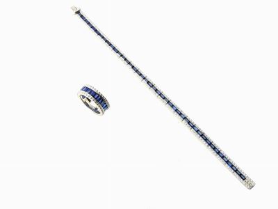Parure in Oro Bianco e Diamanti Zaffiri