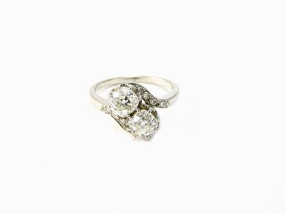 Anello Contrarié in Platino, Diamanti Taglio Vecchio