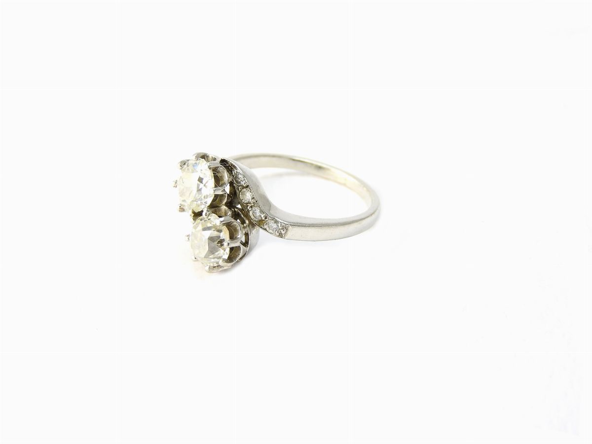 Anello Contrarié in Platino, Diamanti Taglio Vecchio