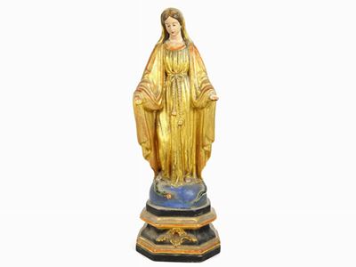 Scultura in Terracotta Policroma e Dorata