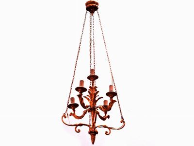 Lampadario in Legno Intagliato e Dorato