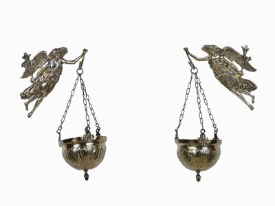 Coppia di Acquasantiere Pensili in Argento