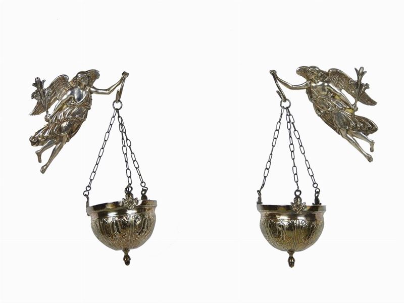 Coppia di Acquasantiere Pensili in Argento