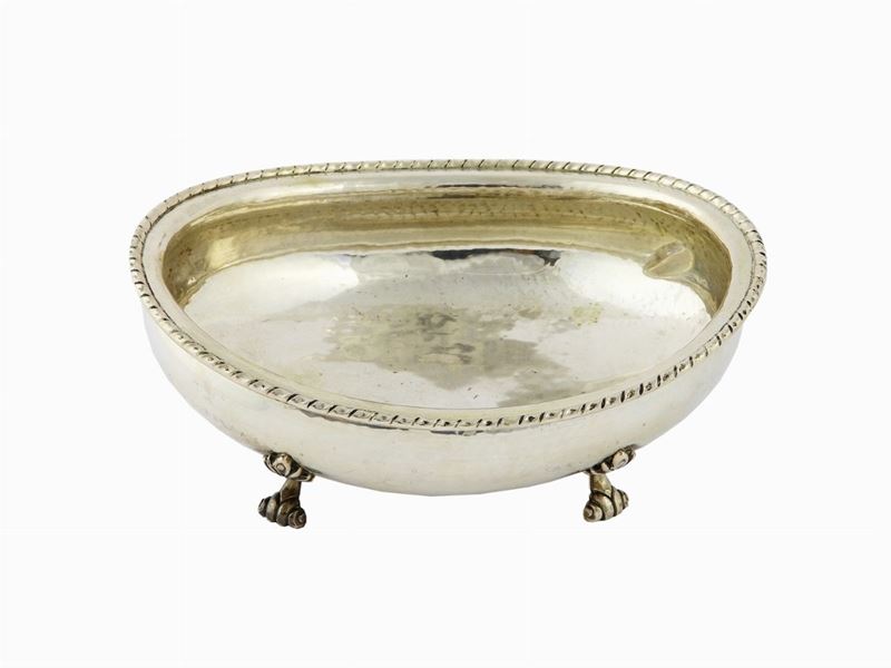 Porta Bon Bon Ovale in Argento Martellato