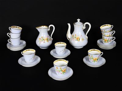 Servito da Caffè in Porcellana Policroma