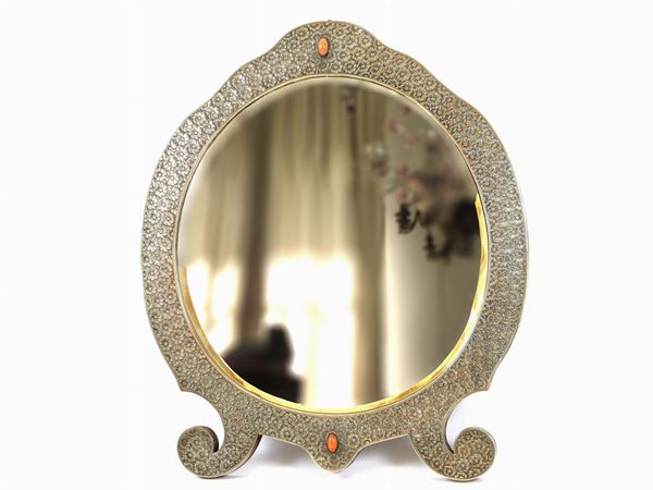 Silver and Coral Mirror