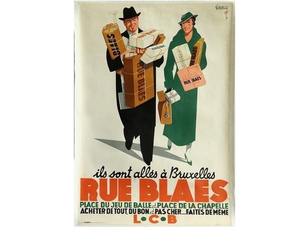 Manifesto pubblicitario Grandi Magazzini "Rue Blaes"